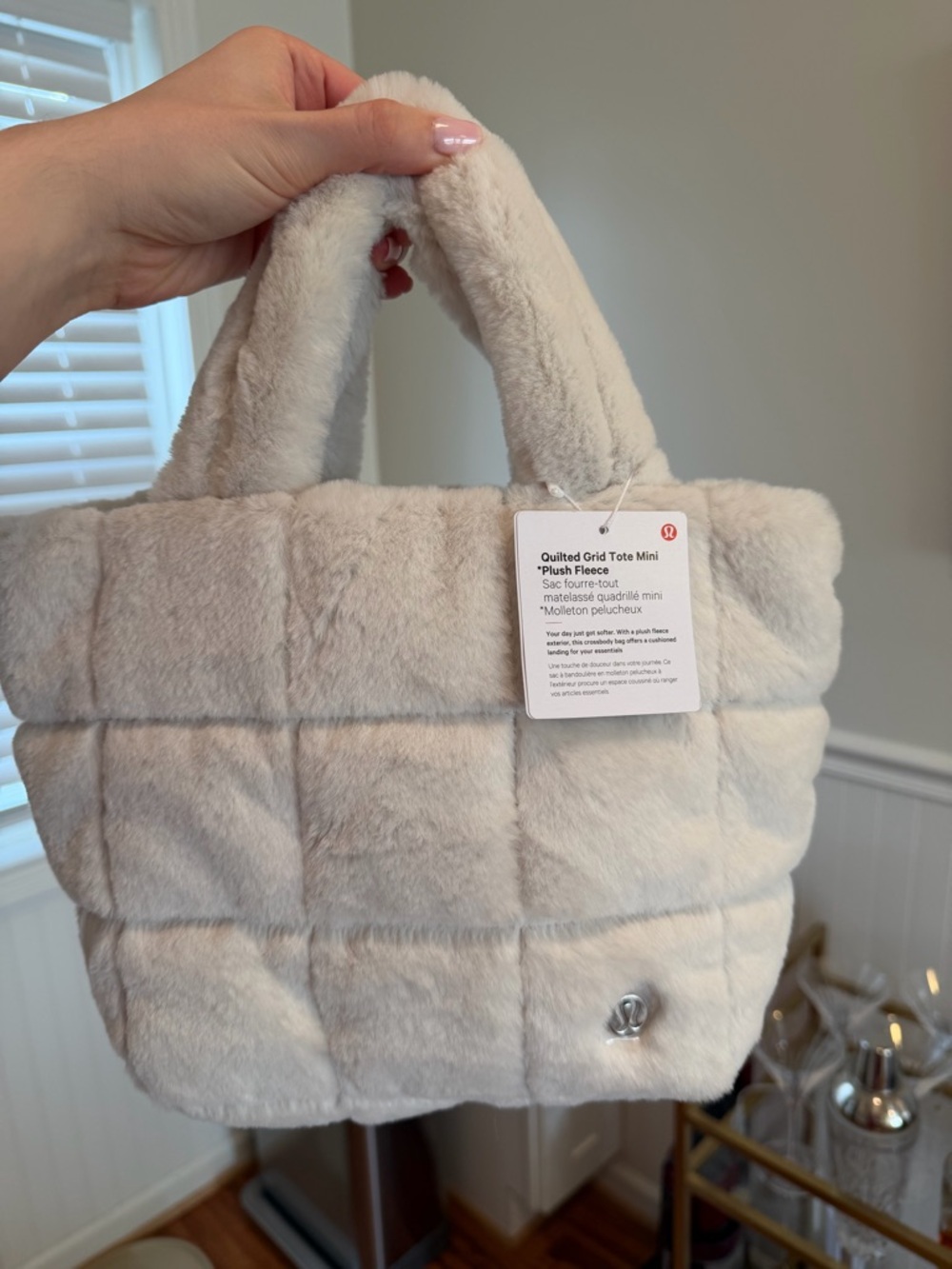 NWT Lululemon Quilted Grid Mini Tote - Plush Fleece Cream